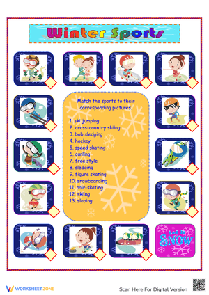 Winter Sports Vocabulary Worksheet