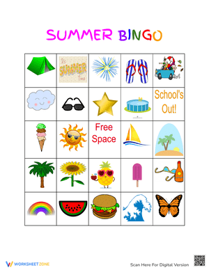 Summer End of Year Bingo Card