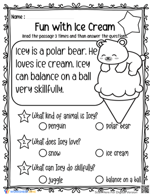 Fun with Ice Cream Worksheet