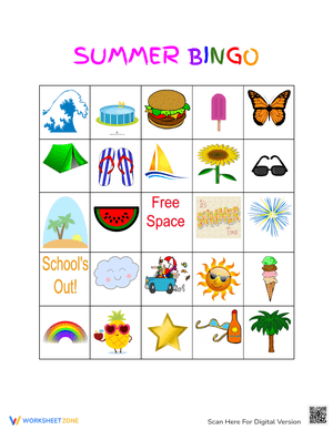 Play Summer End of Year Bingo Game