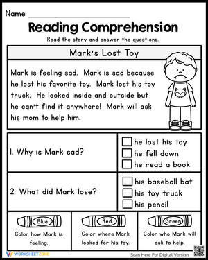 Reading Comprehension: Mark's Lost Toy