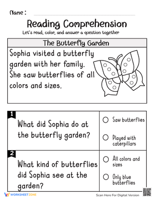 Reading Comprehension: Butterfly Garden