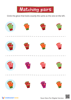 Matching Pairs Worksheet for Cognitive Skills
