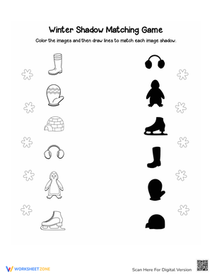Winter Shadow Matching Worksheet