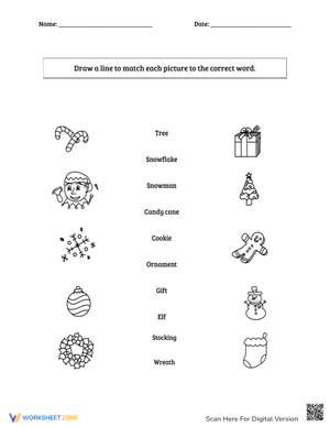 Winter Word Match and Patterns Worksheet