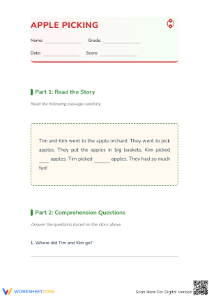 Apple Picking Reading Comprehension | Essential Grade 1-3