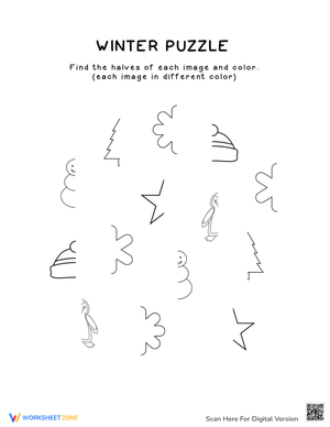 Winter Matching Halves Puzzle