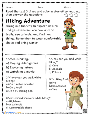 Embark on a Hiking Adventure Worksheet