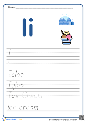 Letter I Handwriting Practice