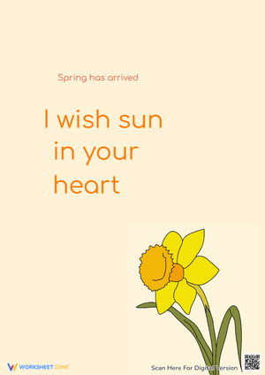 Spring Greeting Card Template - Printable Daffodil Wish for Kids