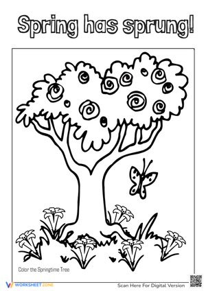 Springtime Tree Greeting Card Coloring