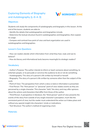 Exploring Elements of Biography and Autobiography (L-6-4-3)