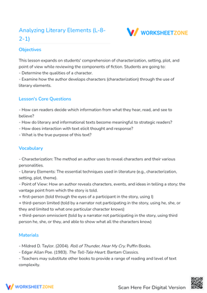 Analyzing Literary Elements (L-8-2-1)