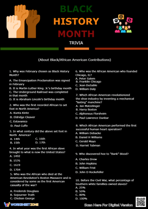 Black History Month Trivia - Grades 6-12 - African American Contributions