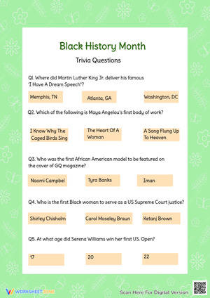 Black History Month Trivia Questions