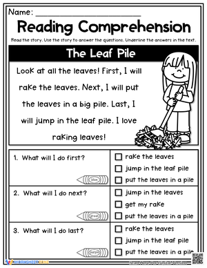 Autumn Reading Comprehension: The Leaf Pile