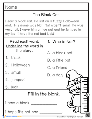 Fall Reading Passages: The Black Cat