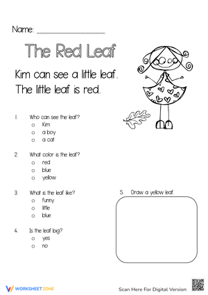 Fall Reading Comprehension: The Red Leaf