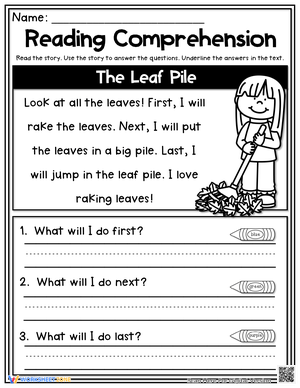 Autumn Reading Comprehension: The Leaf Pile 2