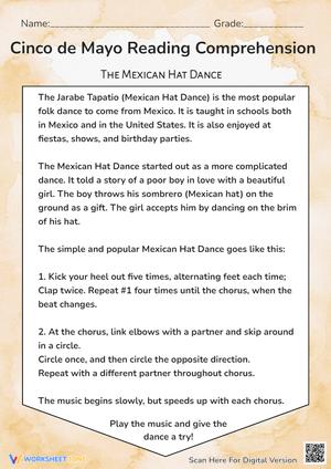 Cinco de Mayo: The Mexican Hat Dance Worksheet