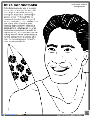 Coloring Page: Duke Kahanamoku