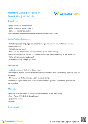 Narrative Writing: A Focus on Description (LW-1-1-3)
