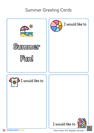 Summer Greeting Cards Printable | Grade K-2 ELA