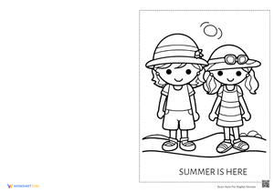 Summer Fun Coloring Page - Girls on Beach! Printable Art