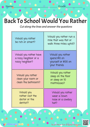 Back to School 'Would You Rather' - Fun Discussion Starter!