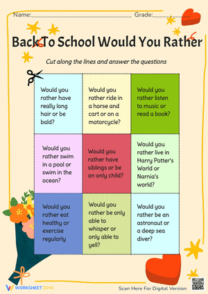 Back To School Would You Rather Worksheets Paper & Glue Crafts  