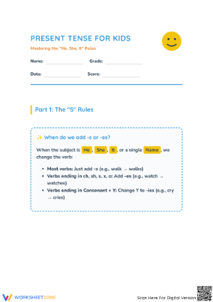 Essential Present Tense Verbs Worksheet | Grade 3-4