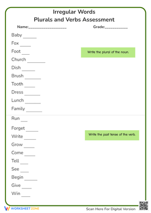 Irregular Plurals and Verbs