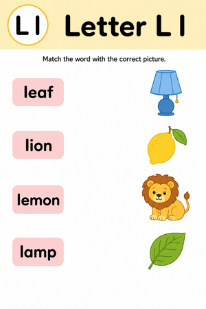 Grade 1 Letter L Phonics — Printable No-Prep Worksheet