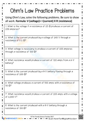 Ohm’s Law Practice Problems