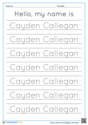 Name Tracing: Cayden Callegan 