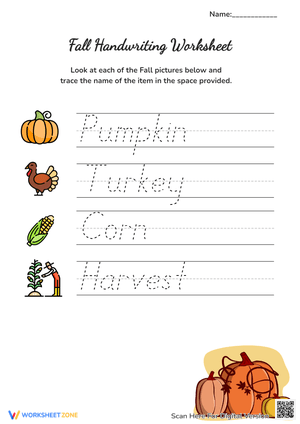 Fall Handwriting Fun: Trace Autumn Words