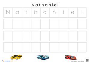 "Nathaniel" Name Tracing Worksheet | Essential Grade K-1