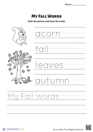My Fall Words: A Fun Autumn Worksheet