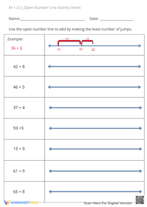 M-1-2-2_Open Number Line Activity Sheet
