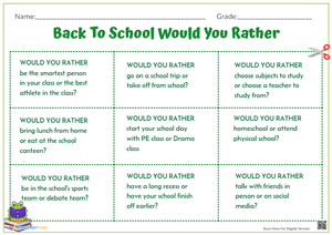 Back To School Would You Rather