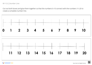 Number Line 0-20: Cut, Glue & Learn! K-1 Math Activity