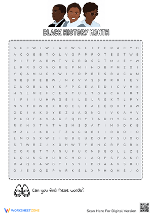 Black History Month Vocabulary Word Search