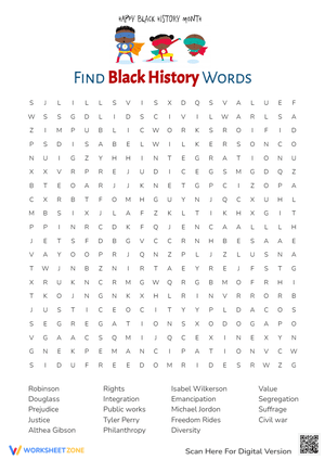 Black History Month Word Find Puzzle