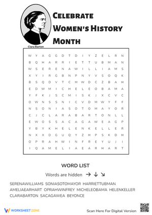 Celebrate Women's History Month Word Search