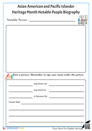 Printable AAPI Biography Graphic Organizer | Grade 2