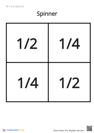 Fraction Fun Spinner: Hands-on Probability Worksheet (1/2 & 1/4)