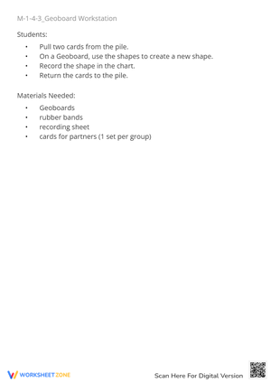 Geoboard Shape Challenge: Math Station Activity for Grades 1-4