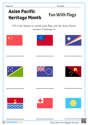 Asian Pacific Flags - Heritage Month Country Match Game
