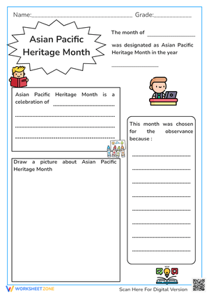 Asian Pacific Heritage Month - Show What You Know Worksheet