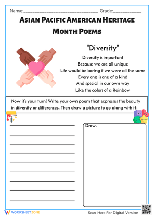 APA Heritage Month: Diversity Poem & Drawing Activity (Grades 2-5)